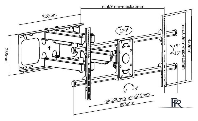 Кронштейн для телевизора Ultramounts UM913 (черный) - Изображение №12 — Интернет-магазин ПроЗаказ