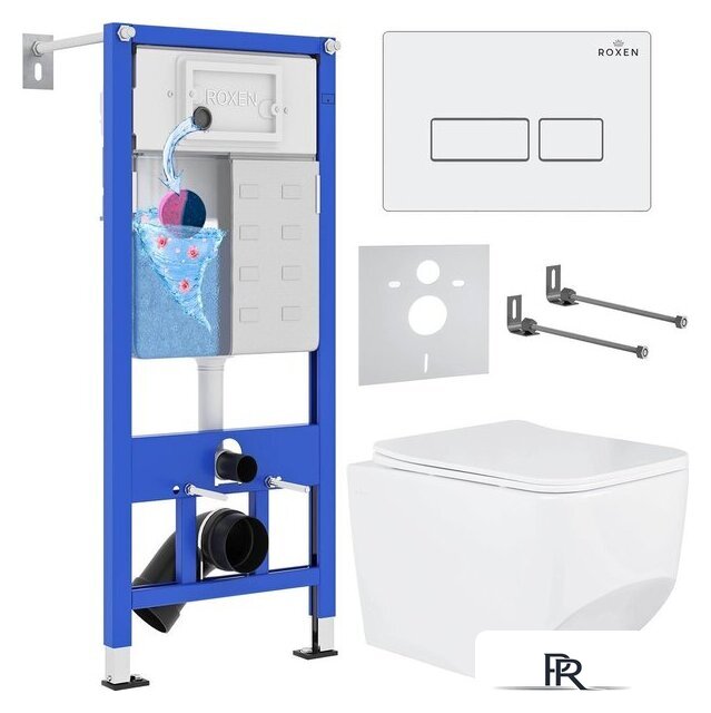 Унитаз подвесной Roxen Boro в комплекте с инсталляцией StounFix Dual Fresh 6 в 1 577353 (кнопка: белый глянец) - Изображение №1 — Интернет-магазин ПроЗаказ