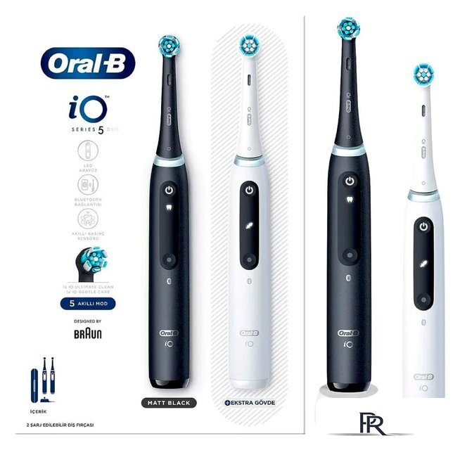 Электрическая зубная щетка Oral-B iO 5 Duo (черный/белый) - Изображение №1 — Интернет-магазин ПроЗаказ