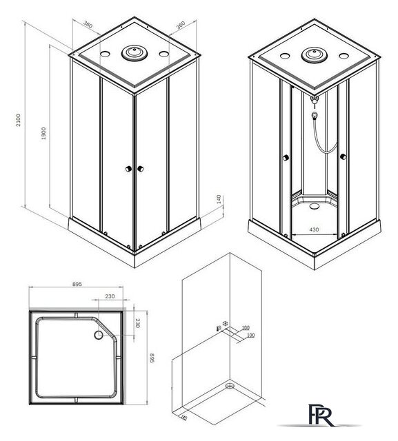Душевая кабина AM.PM X-Joy Square 90x90 W94C-403-090MT - Изображение №15 — Интернет-магазин ПроЗаказ