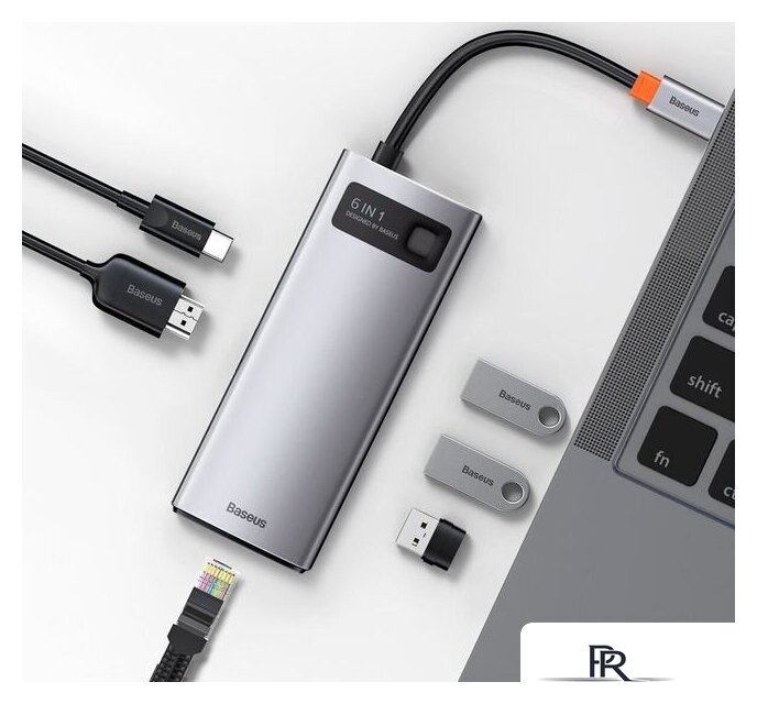 Док-станция Baseus Metal Gleam Series 6-in-1 Multifunctional USB Type C CAHUB-CW0G - Изображение №10 — Интернет-магазин ПроЗаказ