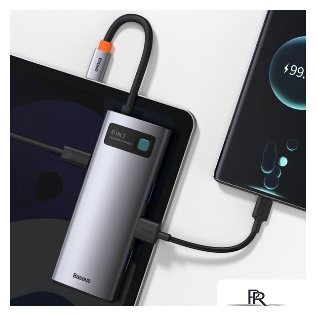 Док-станция Baseus Metal Gleam Series 6-in-1 Multifunctional USB Type C CAHUB-CW0G - Изображение №11 — Интернет-магазин ПроЗаказ