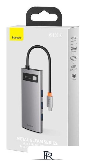 Док-станция Baseus Metal Gleam Series 6-in-1 Multifunctional USB Type C CAHUB-CW0G - Изображение №7 — Интернет-магазин ПроЗаказ