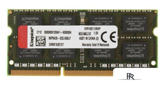Оперативная память Kingston ValueRAM 8GB DDR3 SODIMM PC3-12800 KVR16S11/8WP - Изображение №1 — Интернет-магазин ПроЗаказ