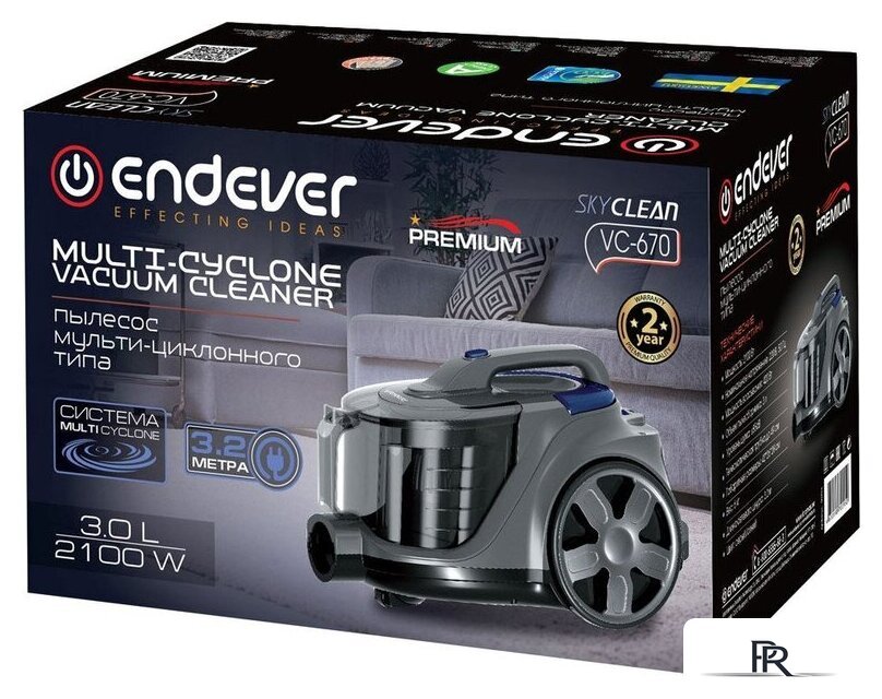 Пылесос Endever SkyClean VC-670 (серый/синий) - Изображение №8 — Интернет-магазин ПроЗаказ