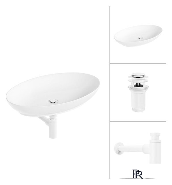 Умывальник Lauter 21571 + клапан 21190W + сифон 21635W (белый матовый) - Изображение №1 — Интернет-магазин ПроЗаказ