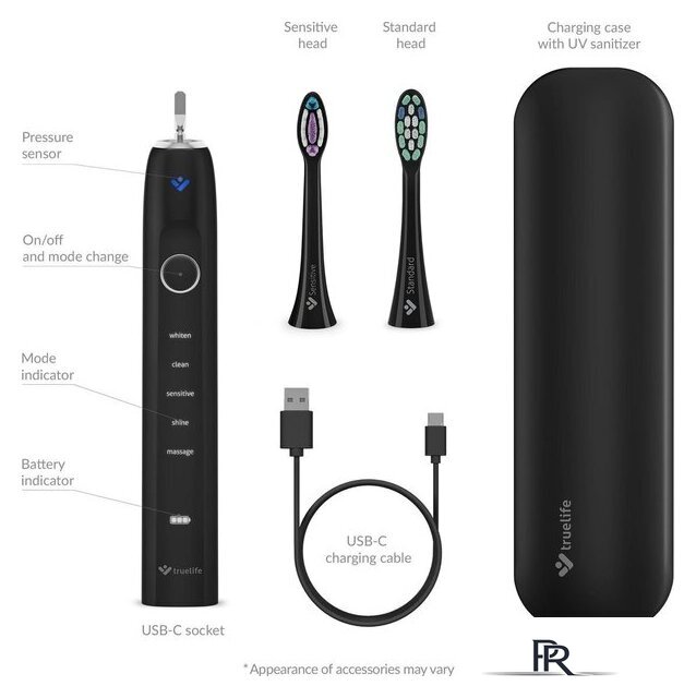 Электрическая зубная щетка TrueLife SonicBrush Clean70 UV (черный) - Изображение №10 — Интернет-магазин ПроЗаказ