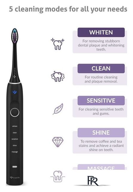 Электрическая зубная щетка TrueLife SonicBrush Clean70 UV (черный) - Изображение №2 — Интернет-магазин ПроЗаказ