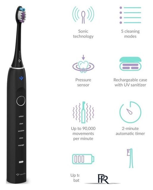 Электрическая зубная щетка TrueLife SonicBrush Clean70 UV (черный) - Изображение №5 — Интернет-магазин ПроЗаказ