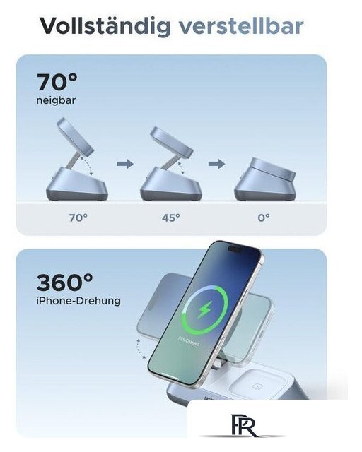 Беспроводное зарядное Ugreen MagFlow 3-in-1 W711 55677 (голубой) - Изображение №6 — Интернет-магазин ПроЗаказ