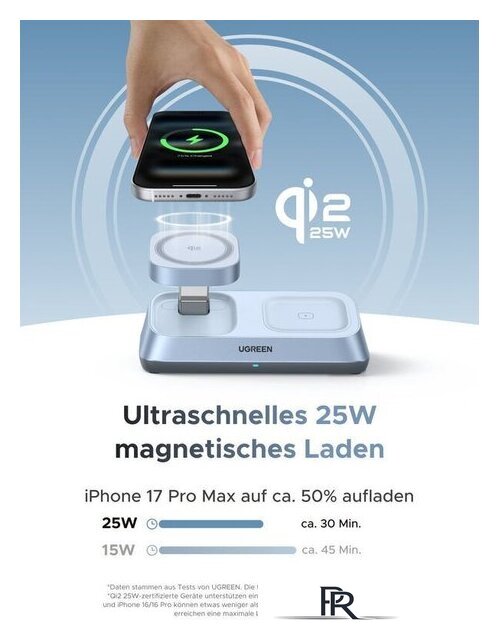 Беспроводное зарядное Ugreen MagFlow 3-in-1 W711 55677 (голубой) - Изображение №2 — Интернет-магазин ПроЗаказ
