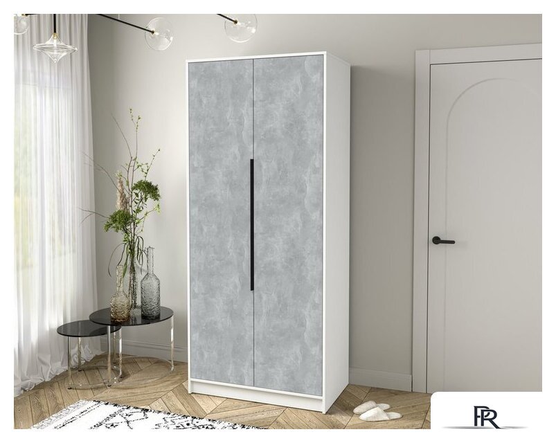 Шкаф распашной Интерлиния Концепт КТ-Ш2 (бетон/белый платинум) - Изображение №5 — Интернет-магазин ПроЗаказ