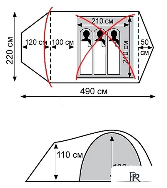 Экспедиционная палатка TRAMP Cave 3 v2 (серый) - Изображение №4 — Интернет-магазин ПроЗаказ