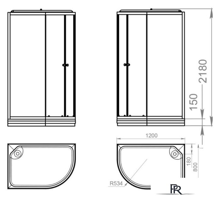 Душевая кабина Domani-Spa Delight 128 120x80 R с гидромассажем (черный/тонированное) - Изображение №3 — Интернет-магазин ПроЗаказ