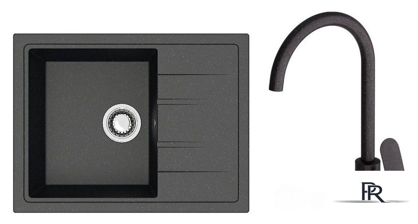 Кухонная мойка Berge BR-5850 + смеситель AM.PM Like F8007122 (черный) - Изображение №1 — Интернет-магазин ПроЗаказ