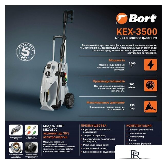 Мойка высокого давления Bort KEX-3500 + кружка - Изображение №11 — Интернет-магазин ПроЗаказ