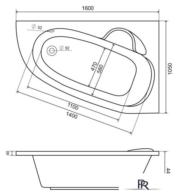 Ванна Lauter Valencia 160x105 2102160R (с ножками и сифоном 21Y31000 хром) - Изображение №18 — Интернет-магазин ПроЗаказ