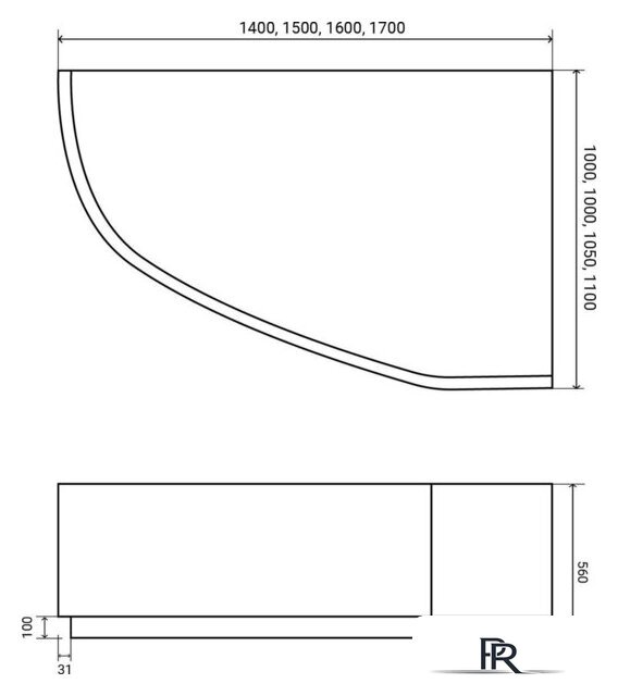 Ванна Lauter Valencia 160x105 2102160R (с ножками и сифоном 21Y31000 хром) - Изображение №17 — Интернет-магазин ПроЗаказ