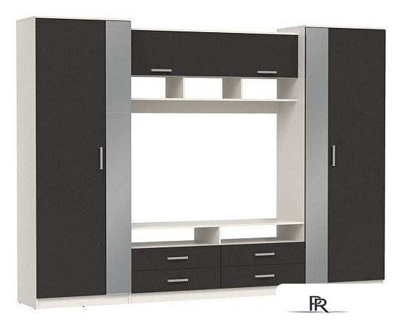 Стенка Олмеко Вена (белый/диамант серый/ДВПО белый) - Изображение №1 — Интернет-магазин ПроЗаказ