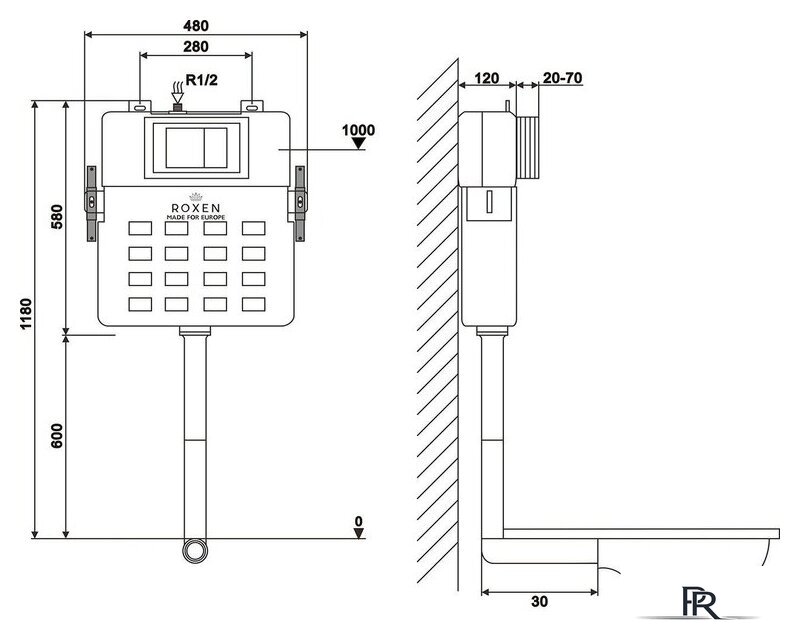 Унитаз подвесной Roxen Attach 966940 (кнопка хром глянец) - Изображение №6 — Интернет-магазин ПроЗаказ