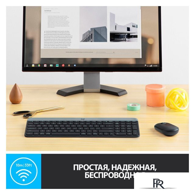 Офисный набор Logitech MK470 Slim Wireless Combo 920-009204 (графитовый) - Изображение №5 — Интернет-магазин ПроЗаказ