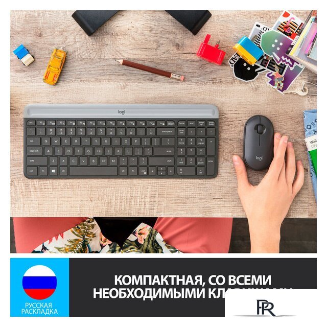 Офисный набор Logitech MK470 Slim Wireless Combo 920-009204 (графитовый) - Изображение №3 — Интернет-магазин ПроЗаказ