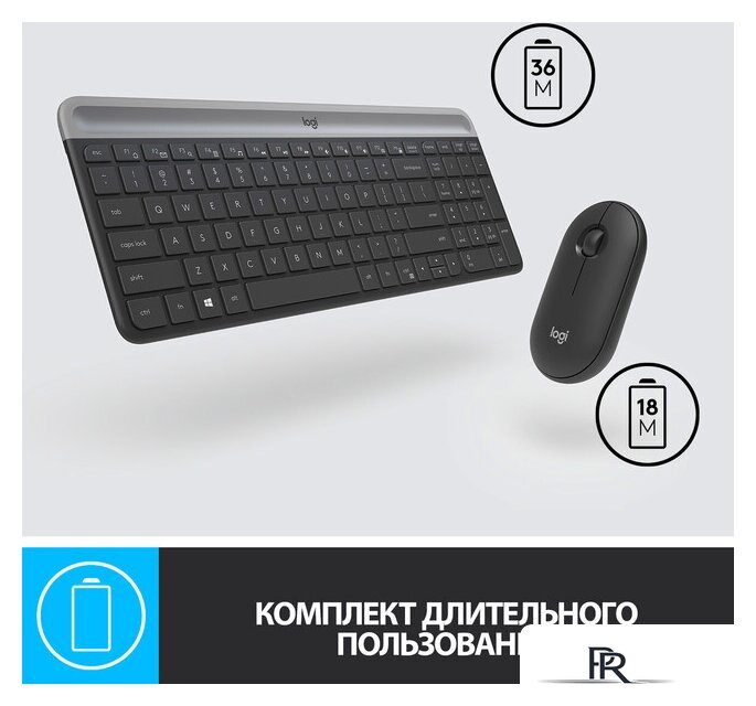 Офисный набор Logitech MK470 Slim Wireless Combo 920-009204 (графитовый) - Изображение №6 — Интернет-магазин ПроЗаказ
