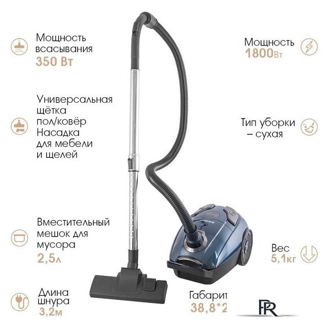 Пылесос Endever SkyClean VC-252 (синий/серый) - Изображение №1 — Интернет-магазин ПроЗаказ