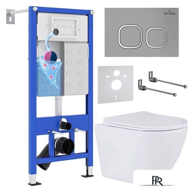 Унитаз подвесной Roxen Antares One Rimless 6 в 1 StounFix Dual Fresh 557682 (кнопка: матовая) - Изображение №1 — Интернет-магазин ПроЗаказ