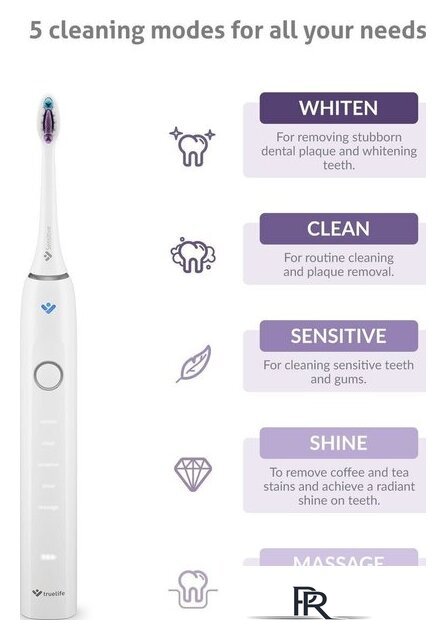 Электрическая зубная щетка TrueLife SonicBrush Clean70 UV (белый) - Изображение №2 — Интернет-магазин ПроЗаказ