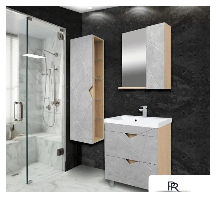  Doratiz Шкаф с зеркалом Фьорд 70 R 2711.159 (дуб бунратти/цемент) - Изображение №6 — Интернет-магазин ПроЗаказ