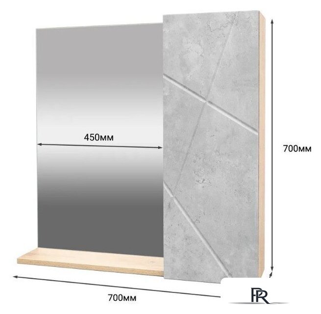  Doratiz Шкаф с зеркалом Фьорд 70 R 2711.159 (дуб бунратти/цемент) - Изображение №13 — Интернет-магазин ПроЗаказ