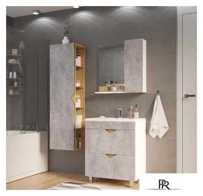  Doratiz Шкаф с зеркалом Фьорд 70 R 2711.159 (дуб бунратти/цемент) - Изображение №12 — Интернет-магазин ПроЗаказ