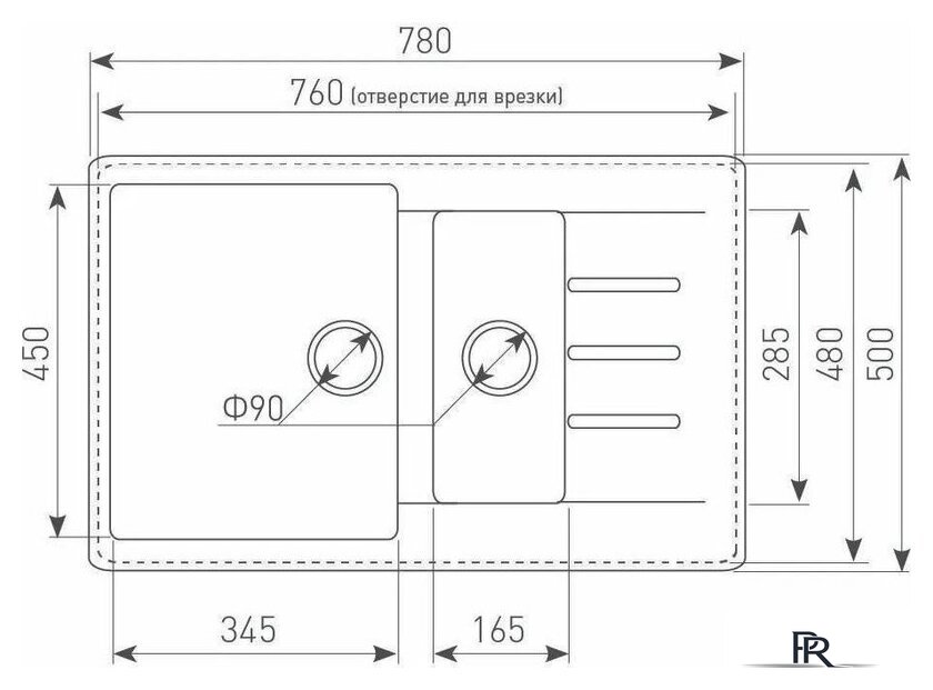 Кухонная мойка Ecoshtein Rechteck 781.5 (песочный) - Изображение №2 — Интернет-магазин ПроЗаказ