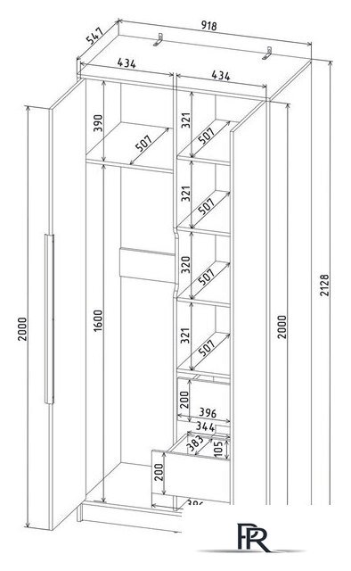Шкаф распашной Интерлиния Концепт КТ-Ш2 (белый платинум/белый платинум) - Изображение №6 — Интернет-магазин ПроЗаказ