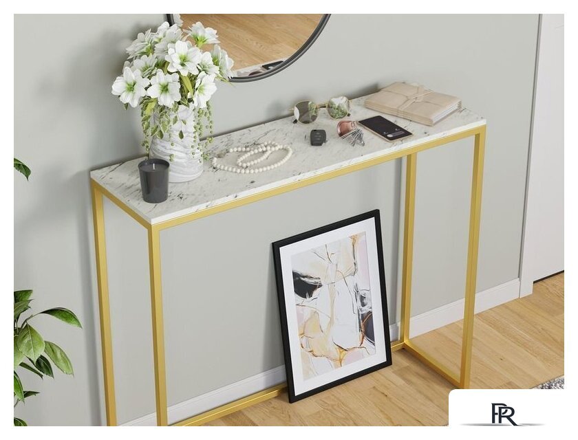 Консольный стол LoftyHome Мальборк 1627984 (мрамор сноу/золото) - Изображение №4 — Интернет-магазин ПроЗаказ