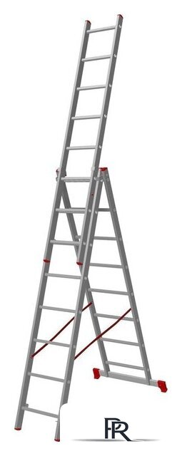 Лестница-стремянка Новая высота NV 123 алюминиевая трёхсекционная 3x8 ступеней - Изображение №2 — Интернет-магазин ПроЗаказ