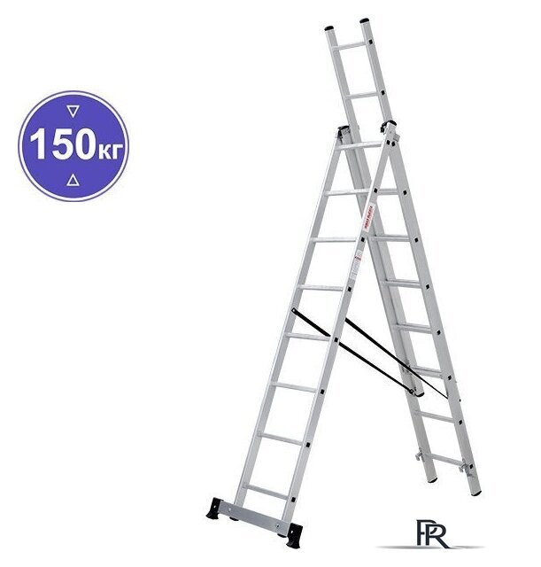 Лестница-стремянка Новая высота NV 123 алюминиевая трёхсекционная 3x8 ступеней - Изображение №1 — Интернет-магазин ПроЗаказ