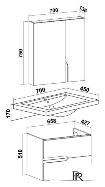  Runo Тумба с умывальником Стокгольм 70 + Como 70 (подвесная) - Изображение №6 — Интернет-магазин ПроЗаказ