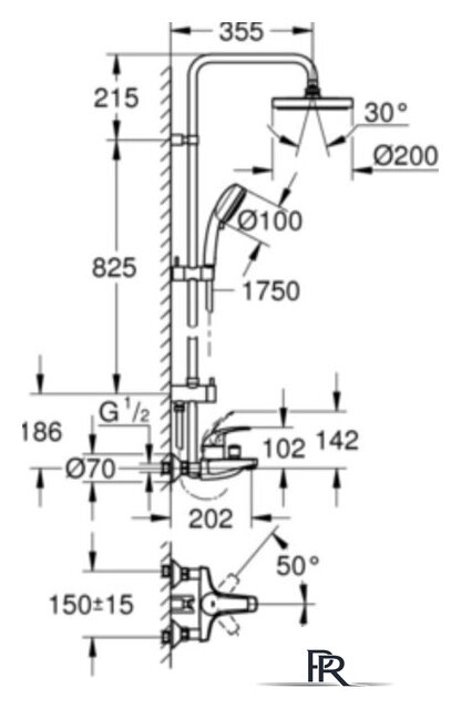 Душевая система  Grohe Tempesta Cosmopolitan 26305001 (хром) - Изображение №2 — Интернет-магазин ПроЗаказ