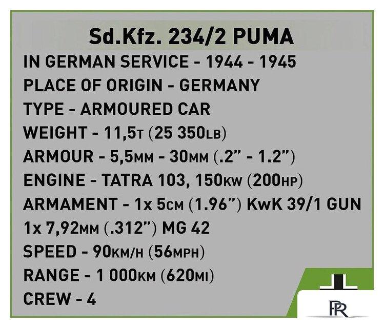 Конструктор Cobi Historical Collection WWII Sd Kfz 234/2 Puma - Изображение №7 — Интернет-магазин ПроЗаказ
