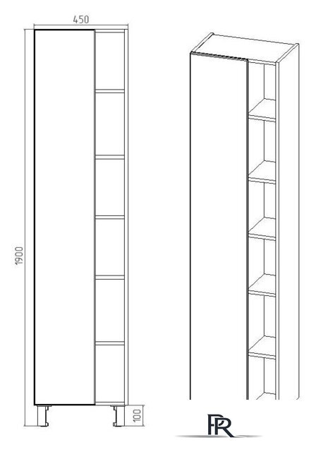  Viant Шкаф-пенал Бостон VBOS450-PEN - Изображение №5 — Интернет-магазин ПроЗаказ
