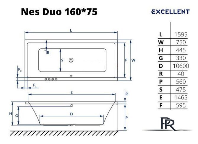 Ванна Excellent Ness Duo 160x75 (без ножек) - Изображение №2 — Интернет-магазин ПроЗаказ