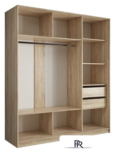 Шкаф-купе Евва АЭП ШК.3 01 233 SS.05 (дуб сонома/хром) - Изображение №2 — Интернет-магазин ПроЗаказ