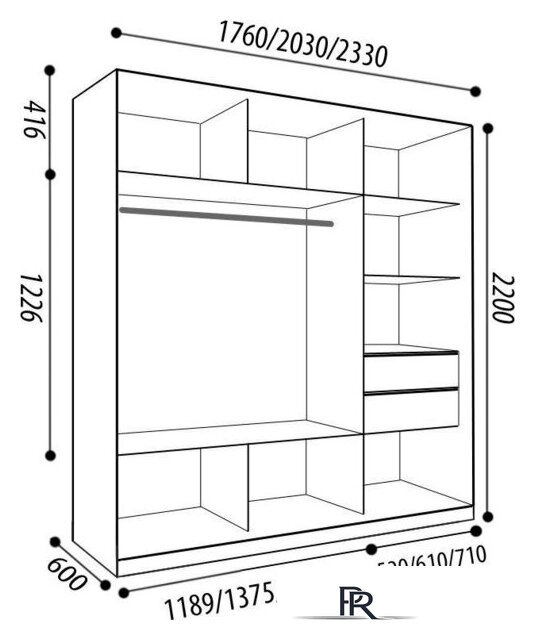 Шкаф-купе Евва АЭП ШК.3 01 233 SS.05 (дуб сонома/хром) - Изображение №3 — Интернет-магазин ПроЗаказ