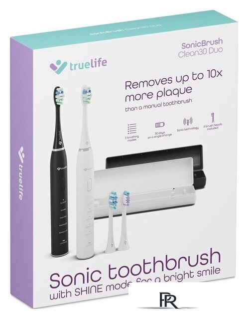 Комплект электрических зубных щеток TrueLife SonicBrush Clean30 Duo - Изображение №12 — Интернет-магазин ПроЗаказ