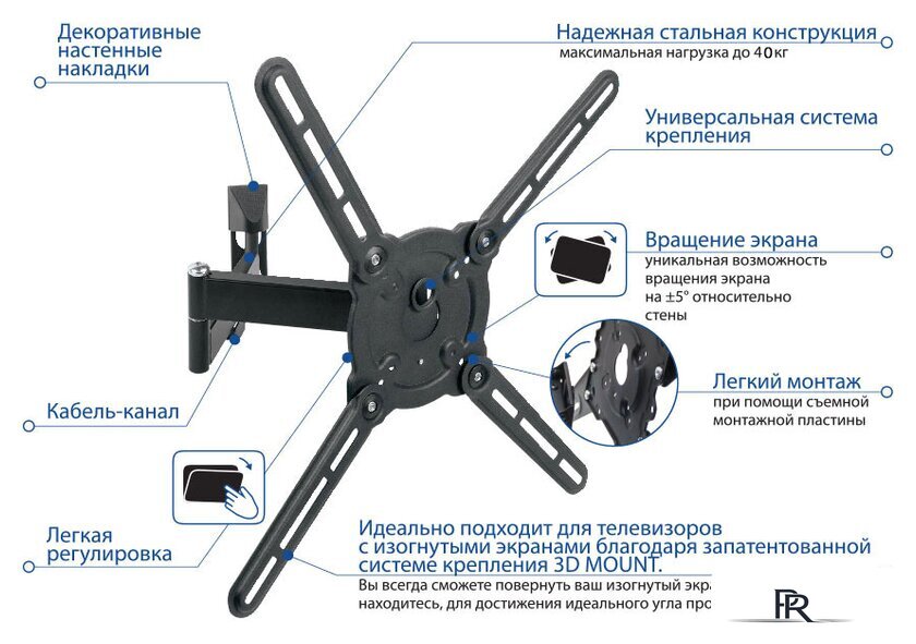 Кронштейн для телевизора Kromax ATLANTIS-15 (серый) - Изображение №9 — Интернет-магазин ПроЗаказ