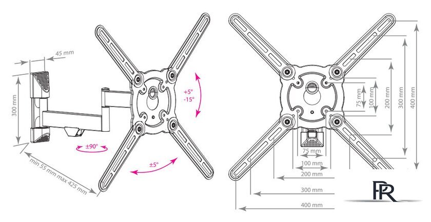 Кронштейн для телевизора Kromax ATLANTIS-15 (серый) - Изображение №8 — Интернет-магазин ПроЗаказ