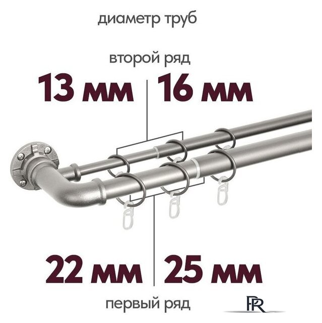 Карниз для штор UG Home Раздвижной 2-рядный 2КР-153-360-ЧО (черное олово, 1.53-3.6м) - Изображение №3 — Интернет-магазин ПроЗаказ