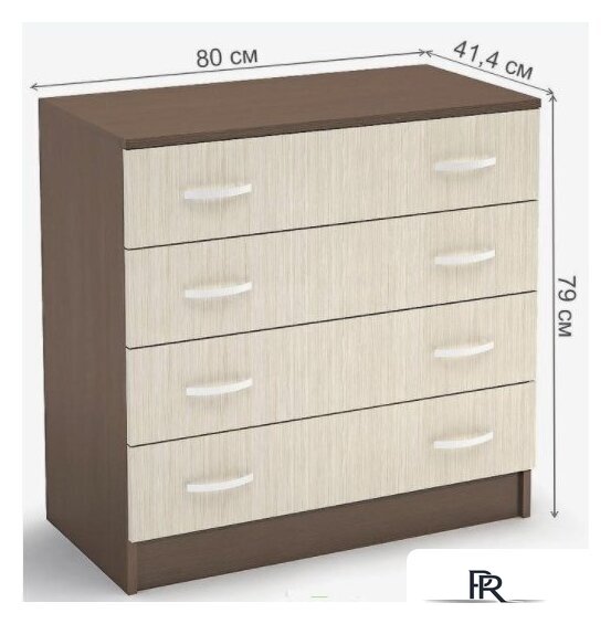 Комод Стендмебель Бася КМ-554-М 4 ящика (ясень шимо светлый-ясень шимо темный) - Изображение №2 — Интернет-магазин ПроЗаказ